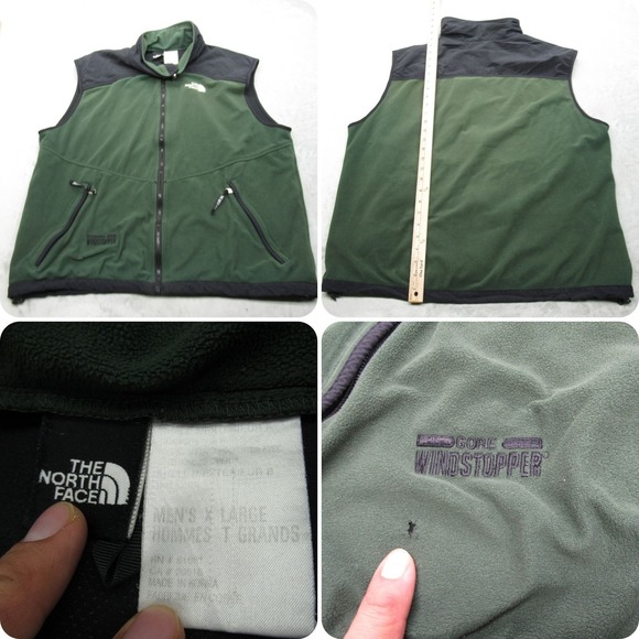 The North Face Vest Mens XL Green Pockets Gore Windstopper Fleece Full Zip READ - Picture 1 of 11